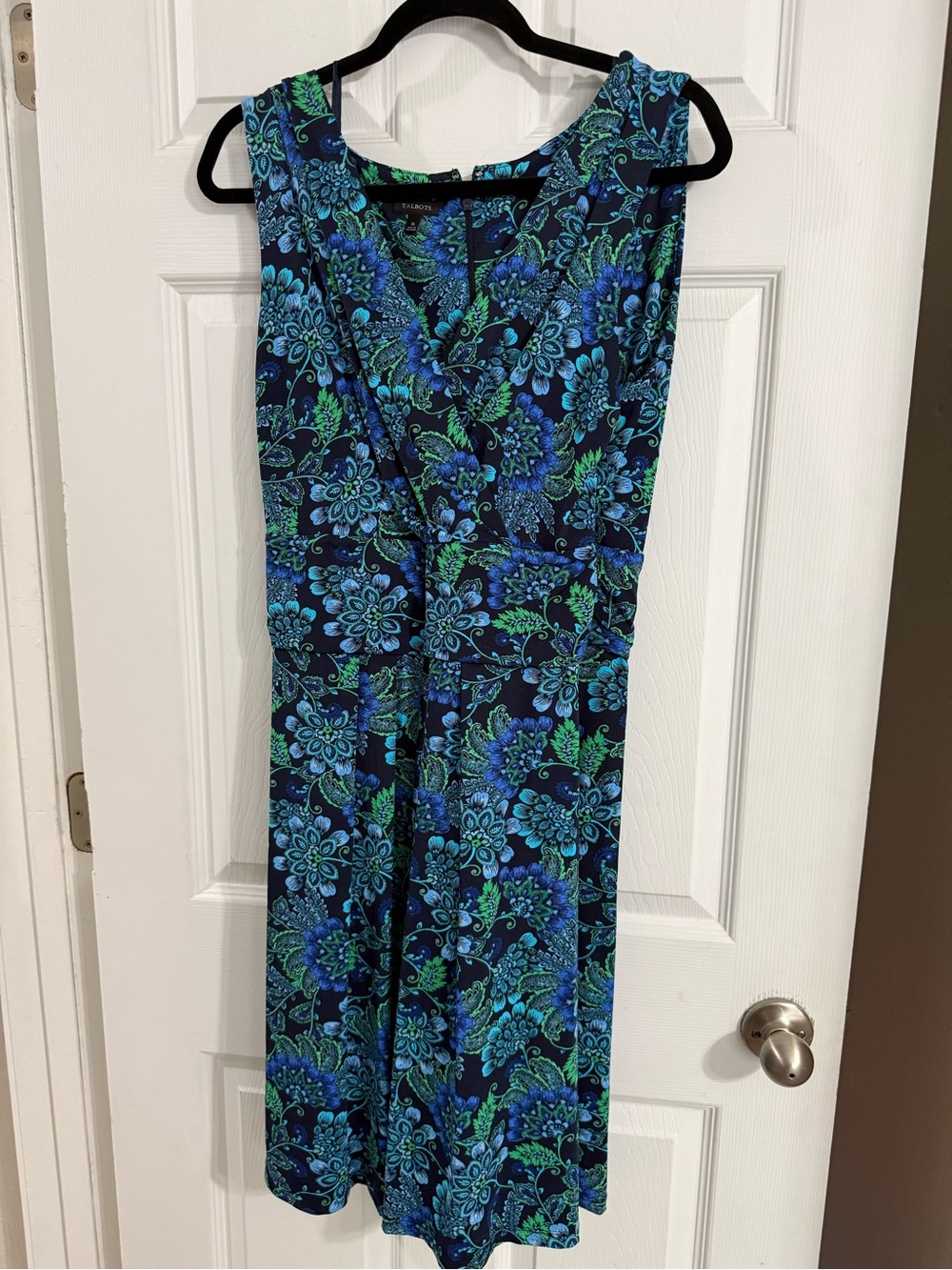 Talbots women’s beautiful blue & green print dress XL